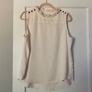 LOFT Off-white Sleeveless Blouse // Size Petite Large